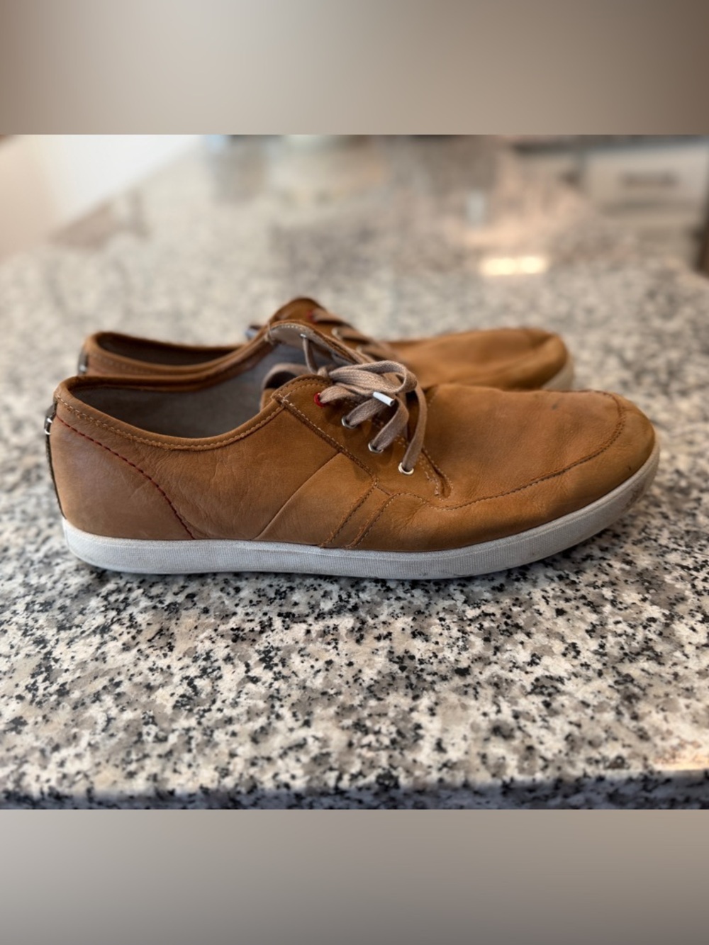 Hush Puppies Tan Leather Slip-On Sneakers